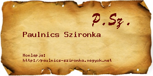 Paulnics Szironka névjegykártya